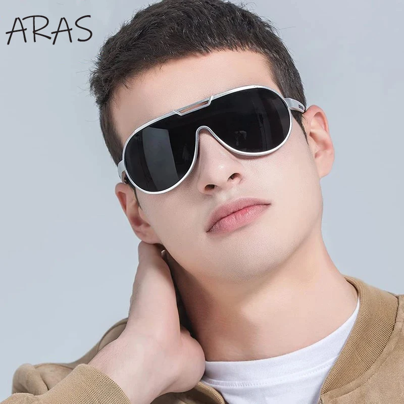 

Oversized One-Pieces Sunglasses 2024 Luxury Brand Design Metal Frame Driving Sun Glasses For Male Punk Shades Eyewear UV400