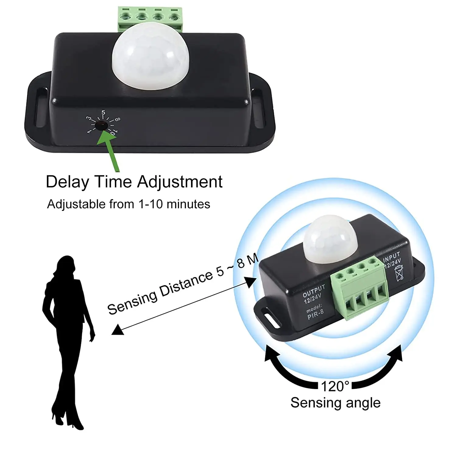 LED Motion Sensor Switch, PIR Motion Sensor, Timer Função, Controle de Sinal, Tiras, Iluminação para Armário, 12V, 24V