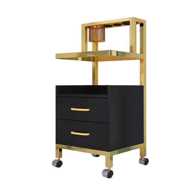 

Modern Luxury White and Black Hairdressing Cart Trolley Metal Stainless Steel Trolley Cabinet