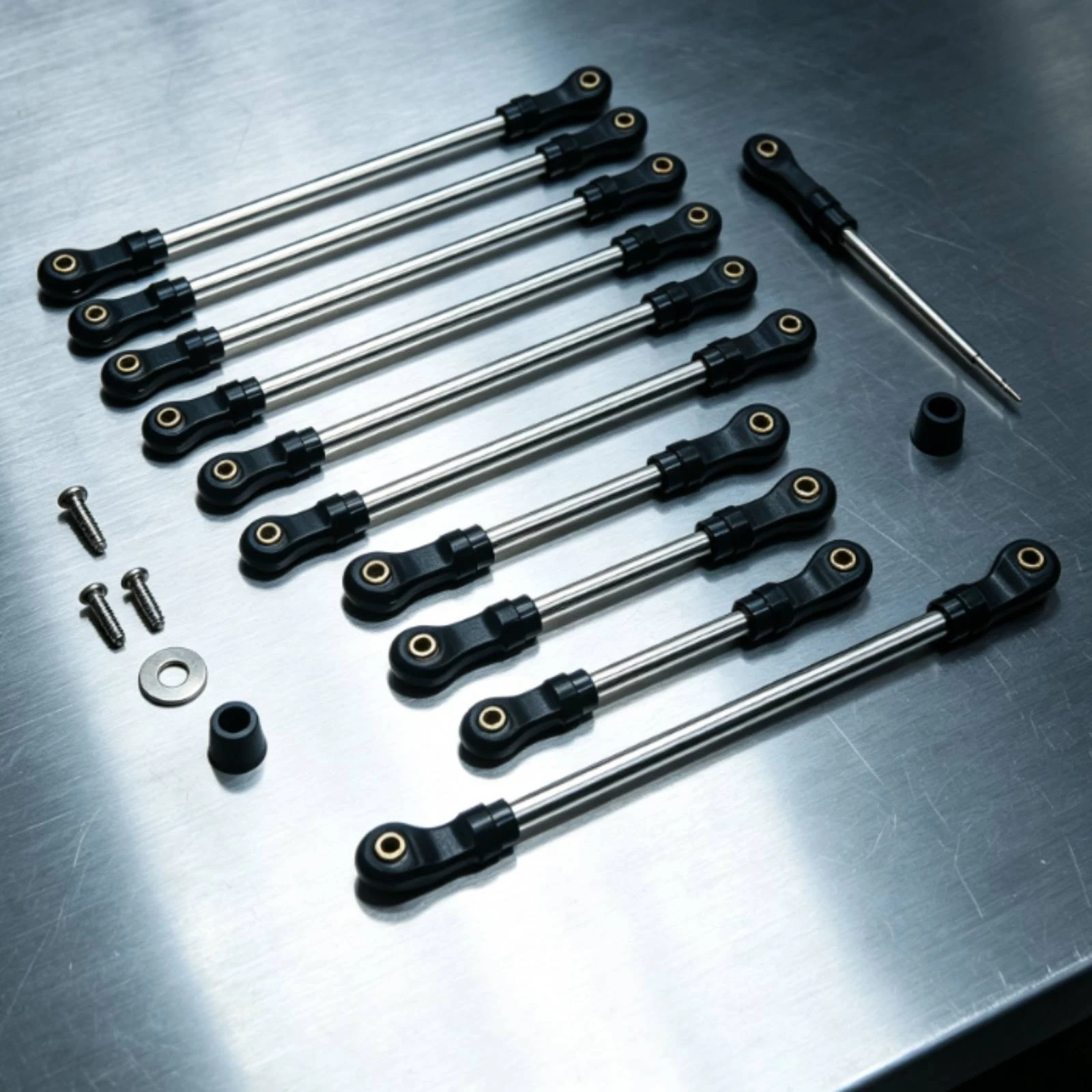 RC Tie Rod Assembly Anodized Adjustable Metal Tie Rod Linkage System Link Low-Flex Model Part Long-Lasting for Hobbyists