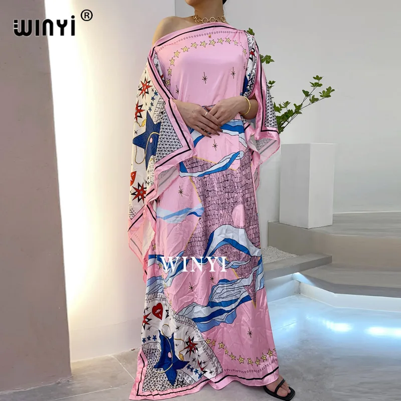 

WINYI 2021 Saudi Arabia for women Maxi Floral плать Summer robe Elegant امرأة اللباس Holiday Beach Dress Sundress Party