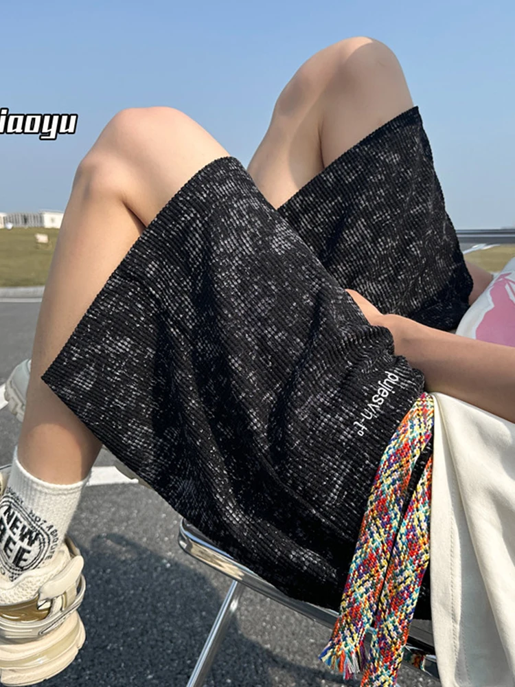 

Мужские летние орты с вышивкой Tie Dye в американском стиле ретро, повседневные орты длиной пять четвертей, прямые ноги из полиэфирного волокна