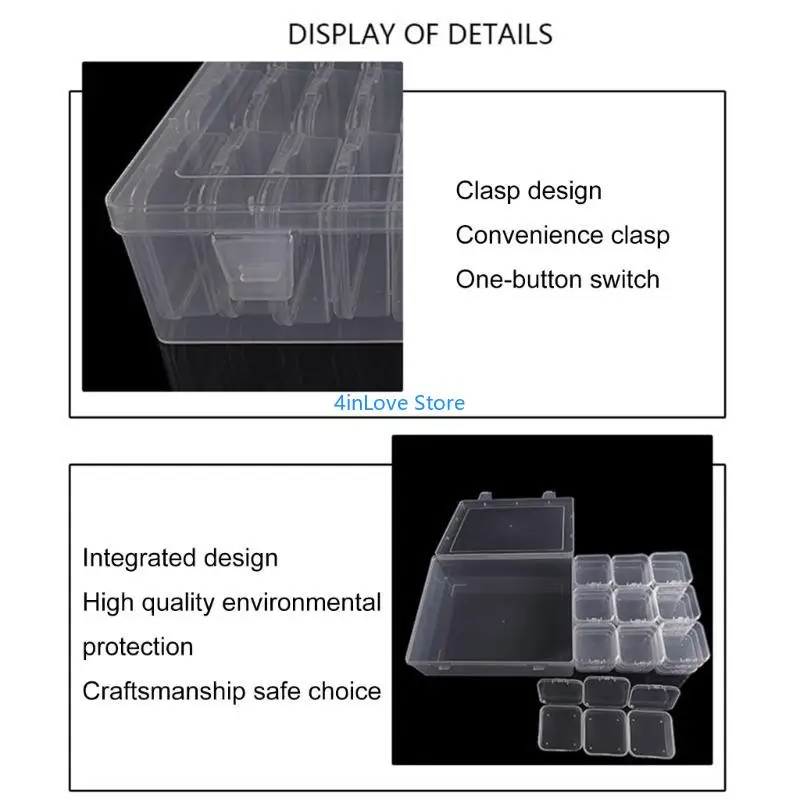 

T4MD Craft Supply Storage Case Transparent Clear Plastic Mini Boxes with Secure Lids