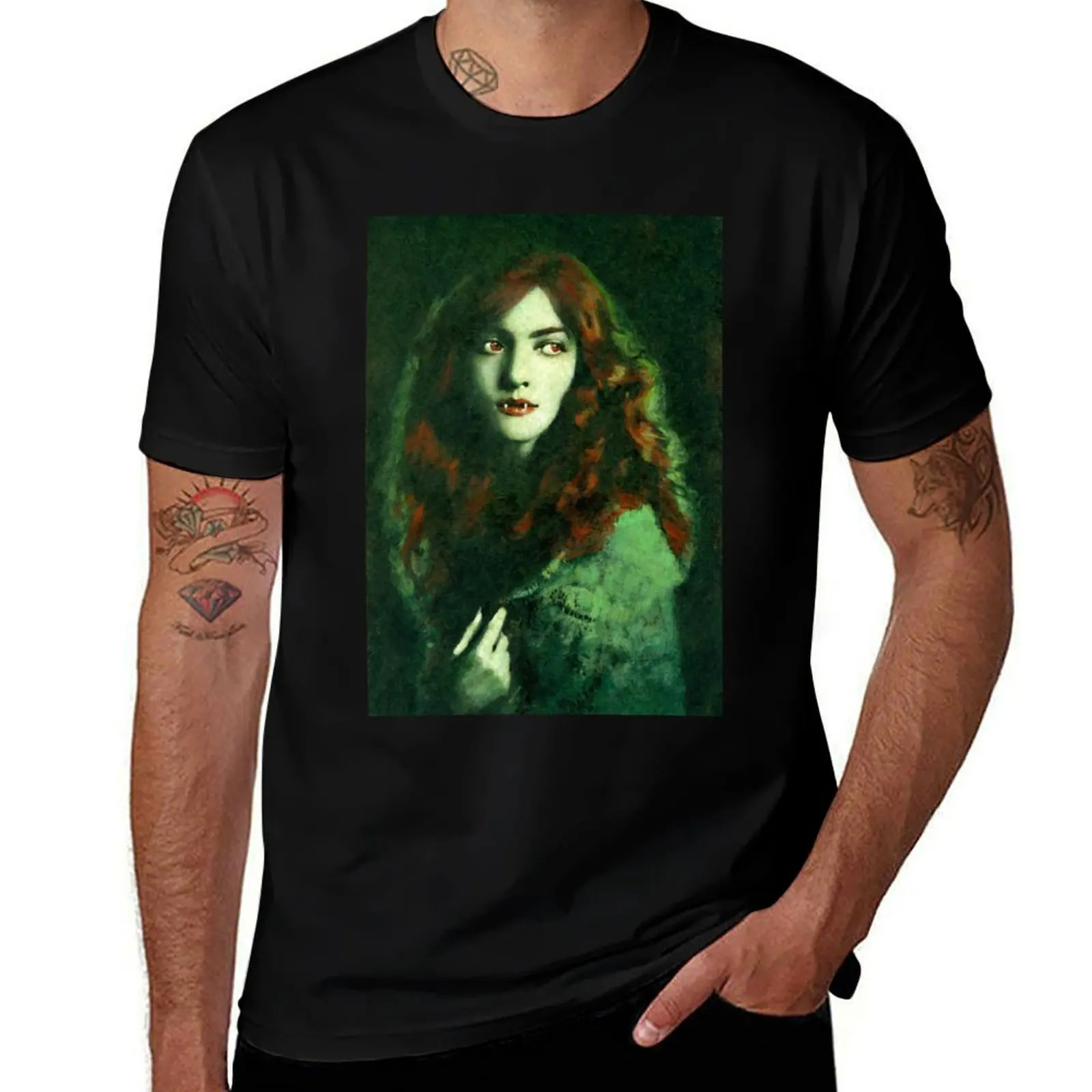 

Vintage Gothic Femme Fatale Vampire T-Shirt anime t shirts for man t shirt for man 100 percent cotton T-Shirt