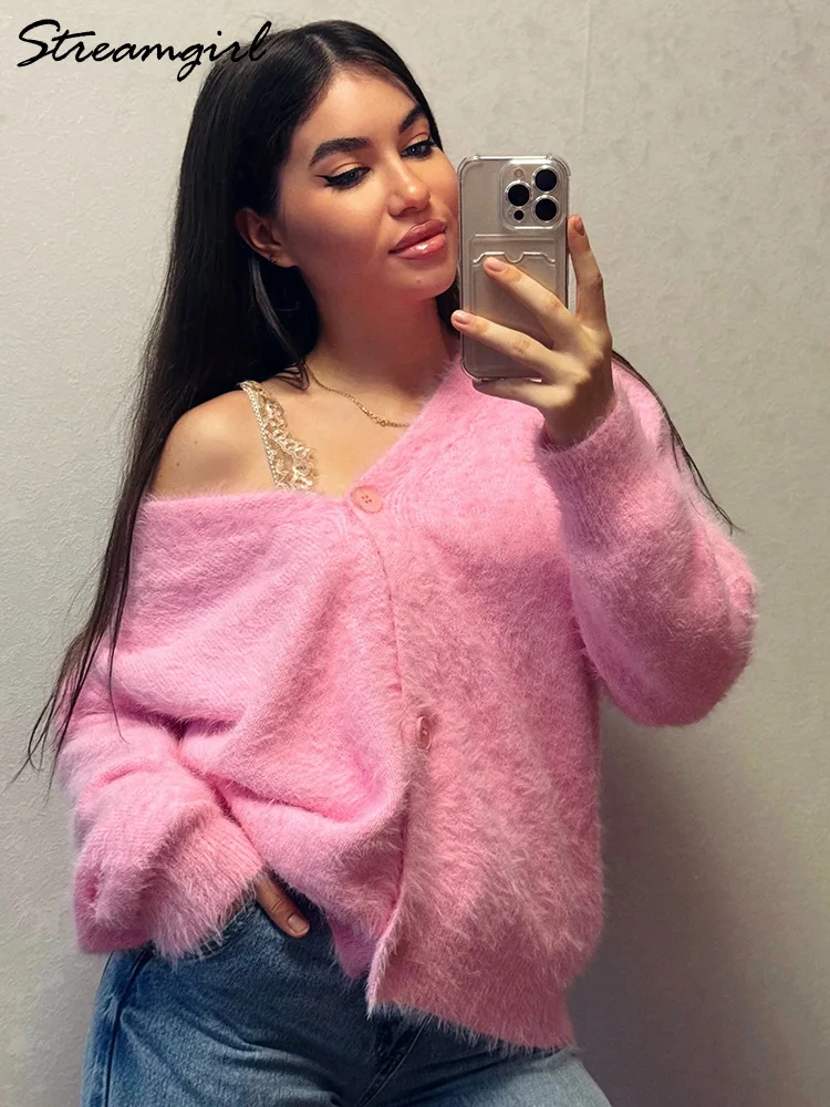 Olive Green Oversized Knit Cardigan Jacket for Women