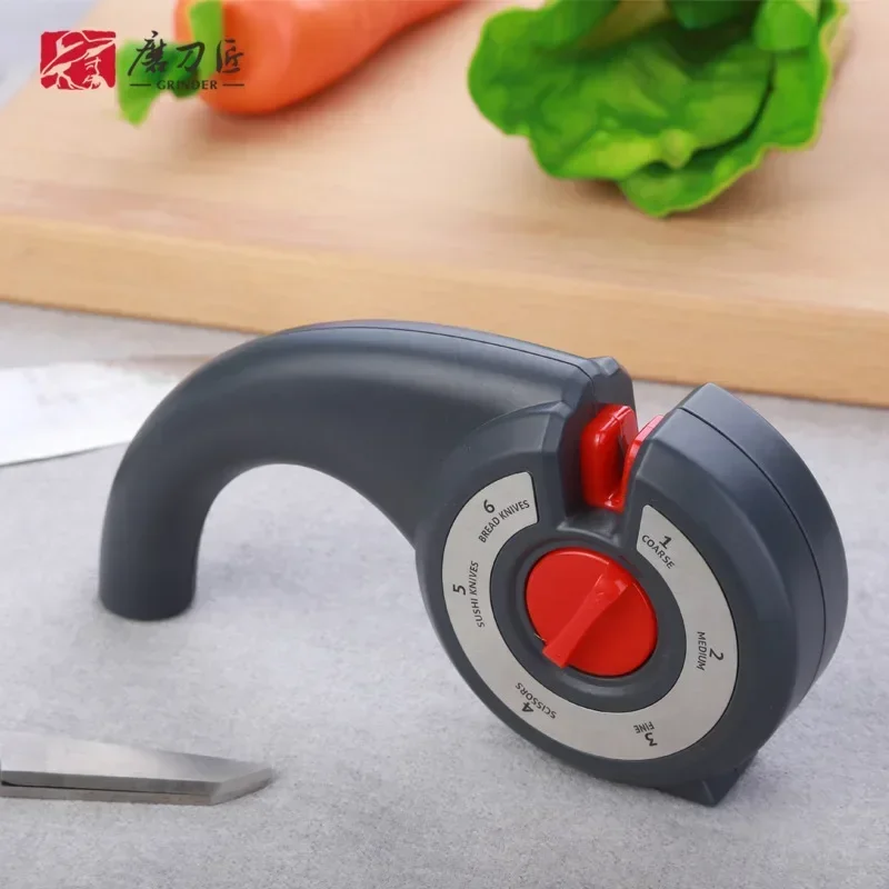 TADEA TG2106 Tungsten 6 in 1 Stages Handheld Rotatable Manual Professional Diamond Knives Kitchen Knife Sharpener System