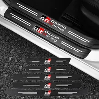 GR Sport Logo Car Door Threshold Scuff Plate For Toyota HV YARiS RZ RC RS C-HR Corolla Prius Harrier Carbon Fiber Sill Stickers