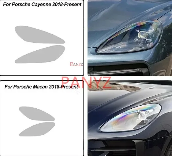 2 Pcs Car Front Light Transparent TPU Headlight Protective Film For Porsche 911 718 Cayenne Panamera Macan Taycan Accessories