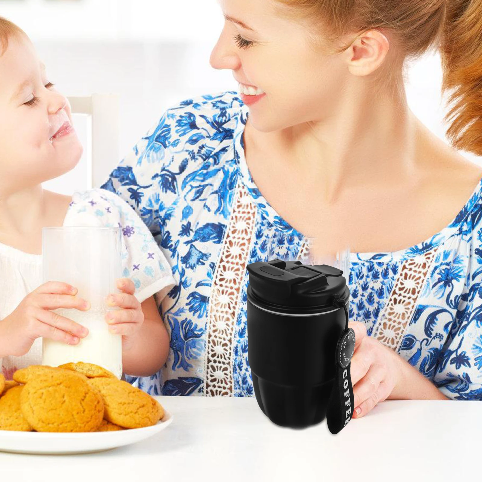 

Portable Coffee Cup 320ml Stainless Steel Insulated Travel Mug Car Cold Cups Lids Black Reusable Thermal Tumbler Glass