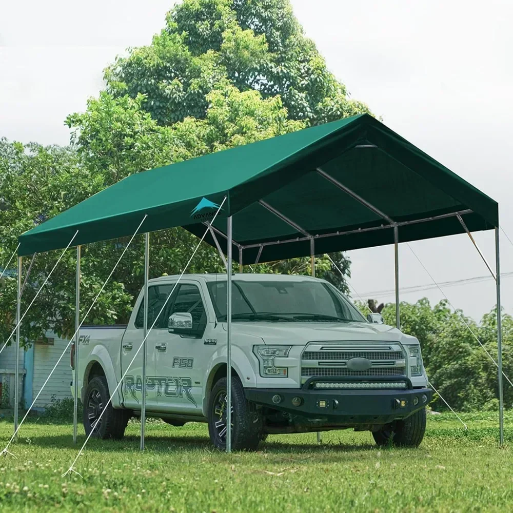 

12x20 Ft Heavy Duty Carport Car Canopy Garage Boat Shelter Party Tent, Adjustable Peak Height From 9.5ft To 11ft, Green