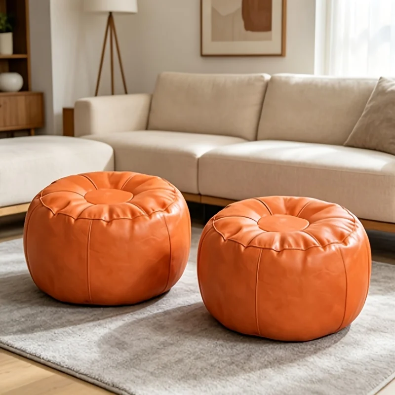 2-Pack Storage Bean Bag Cover: Pumpkin-shaped oval bean bag cover
