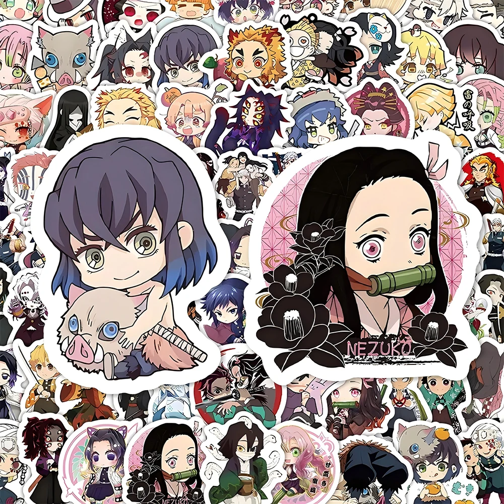 

10/30/60/120pcs Cute Demon Slayer Anime Stickers Cartoon Kids Decals Water Bottle Diary Phone Kawaii Q version Graffiti Sticker