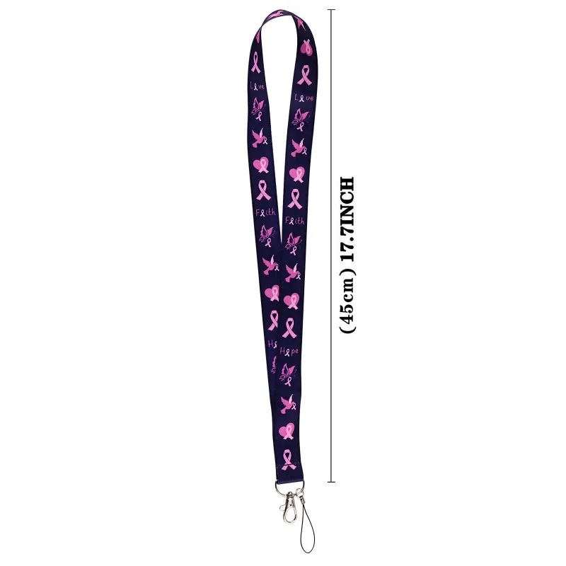 Red Ribbon Health Mobile Phone Lanyard Key Accessories Polyester Double-sided Hard Card Cover Bus Work Certificate Card Cover