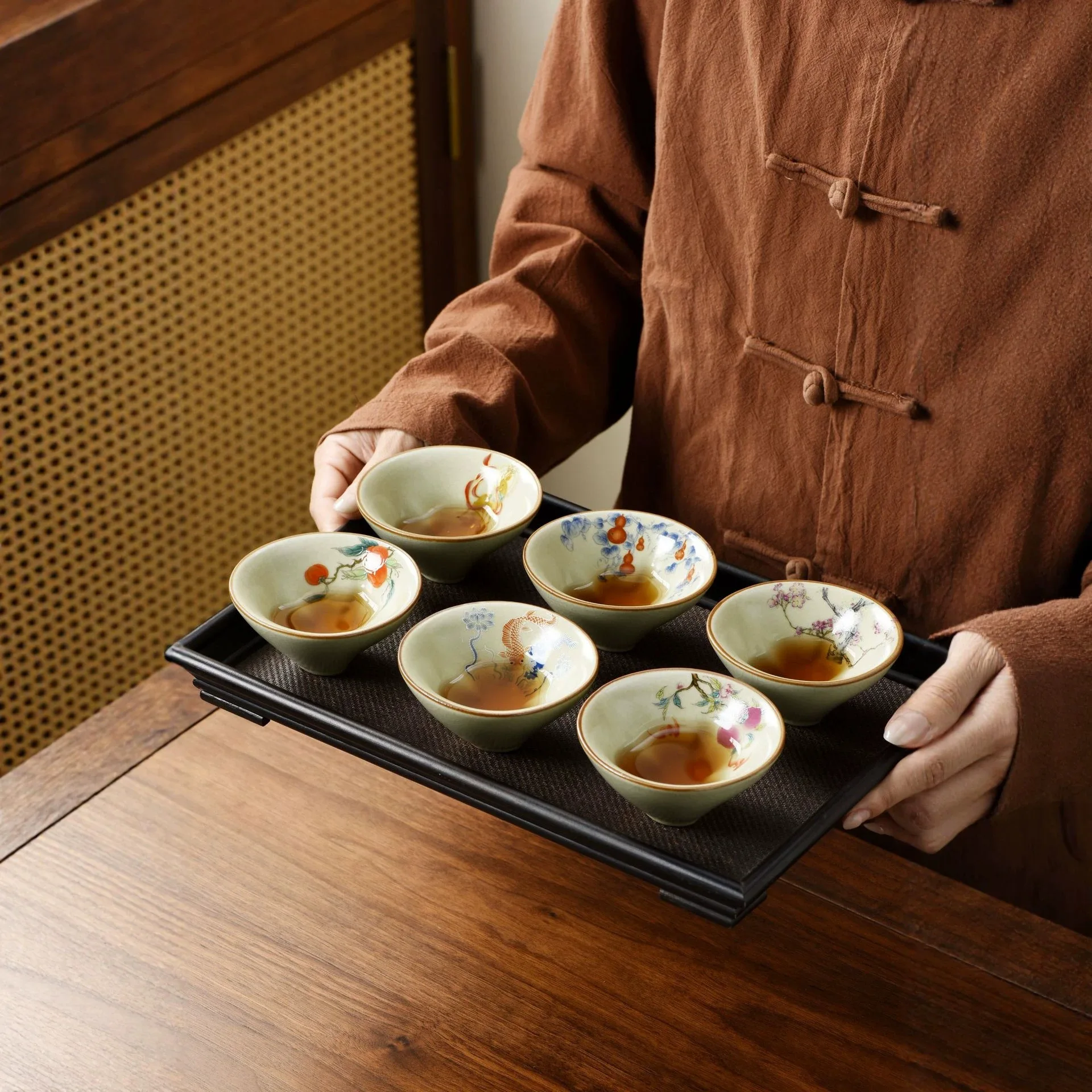 

HYS gourd cup teacup tea cup opening master cup household personal ceramic tea set