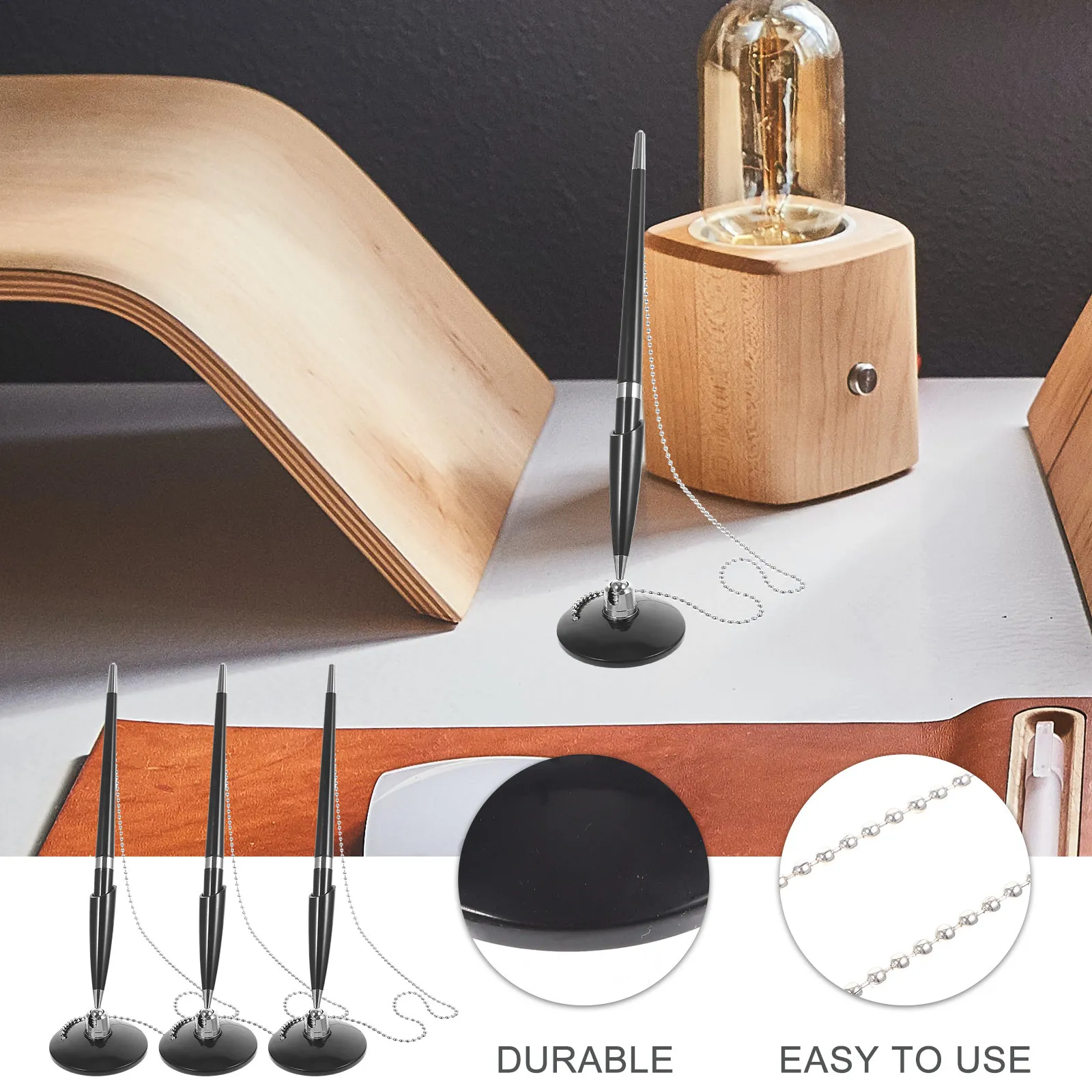3Pcs Vertical Table Pen Multi-Function Desktop Signature Pen Smooth Write Office Accessory