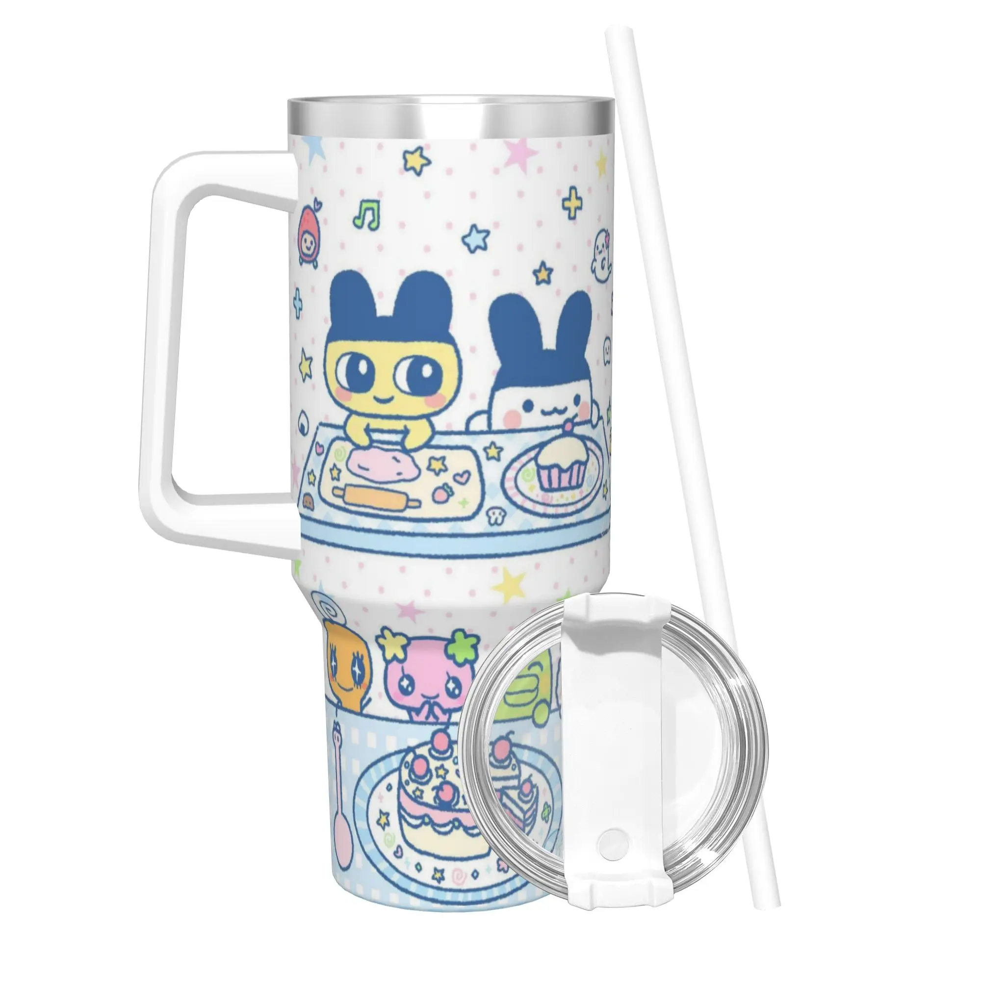 Cartoon T-Tamagotchi Tumbler 40oz Stainless Steel Double Wall Vacuum Insulated  Tumblers Cup With Straw