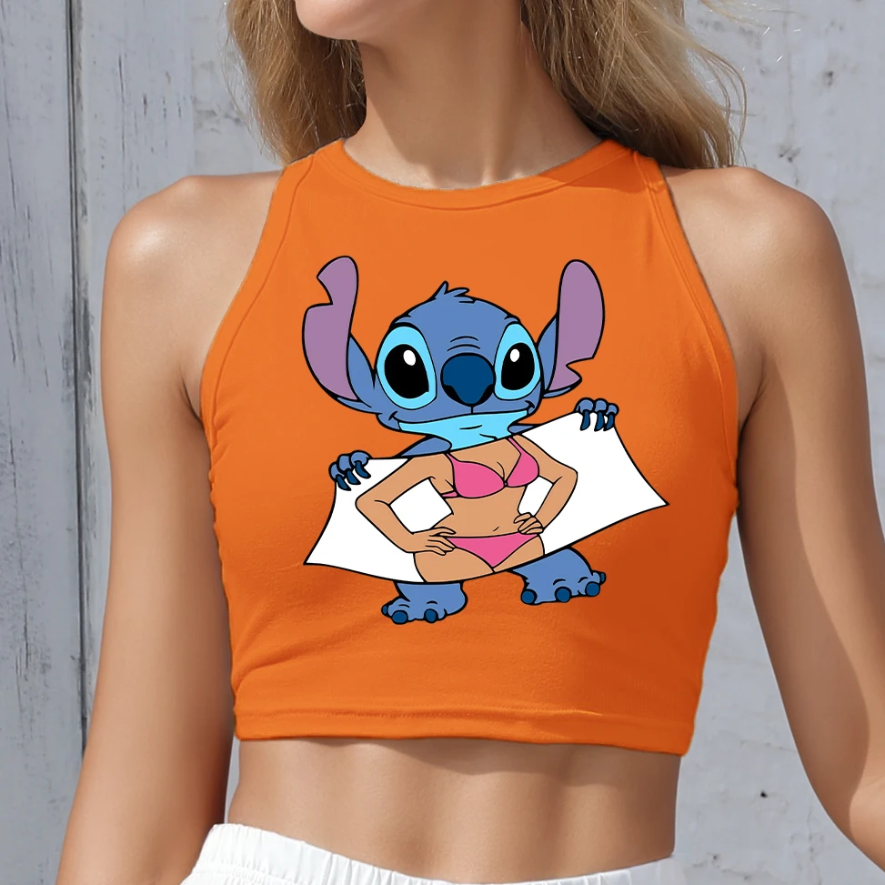 

Stitch Grphic Women Crop Top Cartoon Disney Print Sleeveless Camisole Summer Sexy Vest Fashion Casual Sleeveless Tank Tops