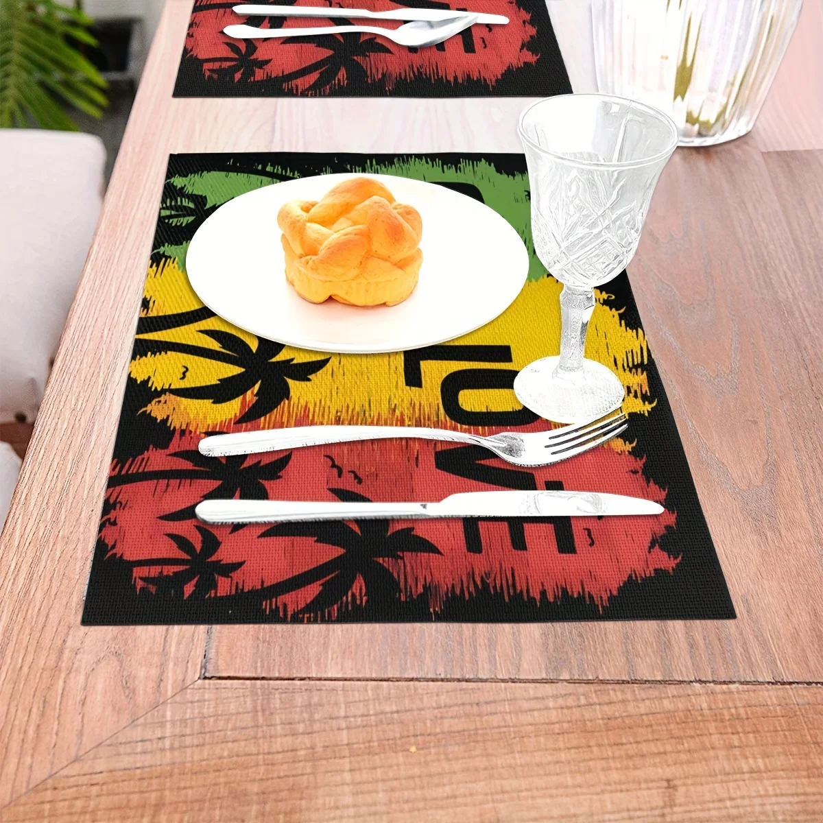 VIKAMA 4/6/8/10pcs  One Love Rasta Style Table Placemats  Summer Style Kitchen & Dining Coasters  Home Decor