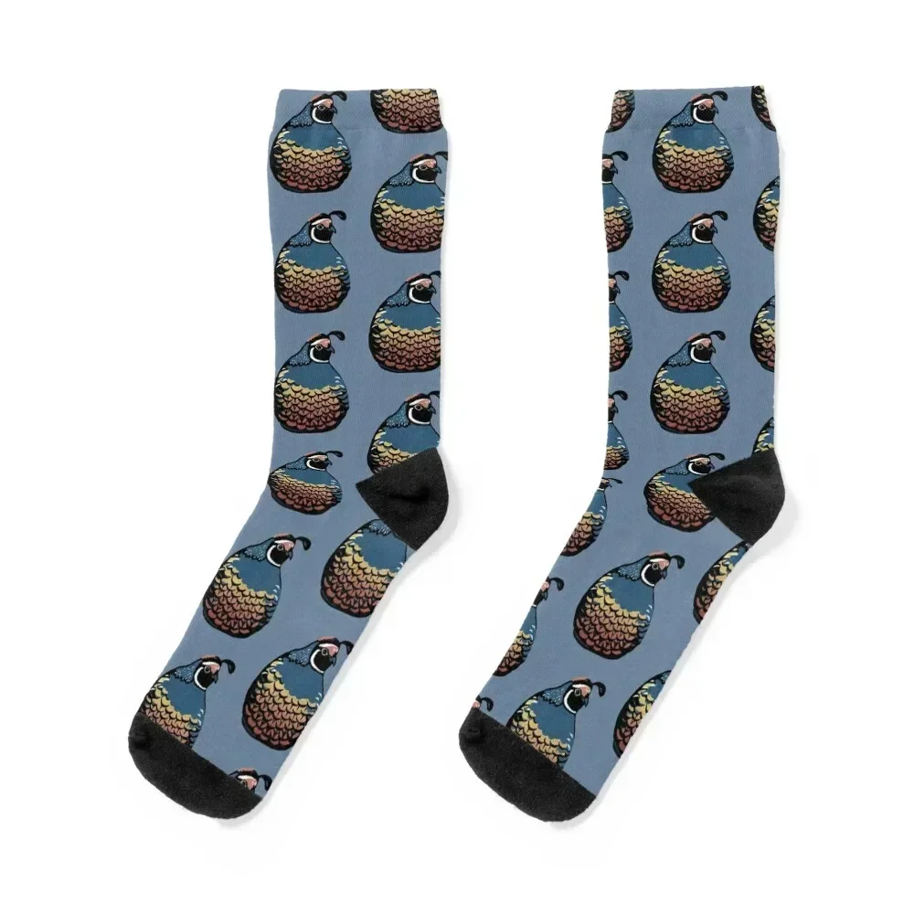 

Plump Quail Linocut Bird Socks funny sock crazy Stockings compression Man Socks Women's
