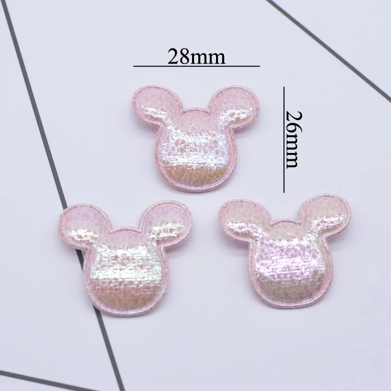 100Pcs 2.8*2.6cm Padded Mouse Head Applique for Clothes Hat Sewing Patches DIY Headwear Hair Clips Bow Decor Accessories