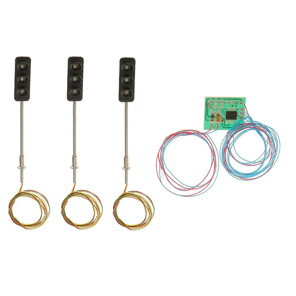 3pcs Metalen Verkeer Voetgangersovergang LED Licht Model 5-6V HO OO Trein Spoorweg Architectuur Diorama landschap Layout