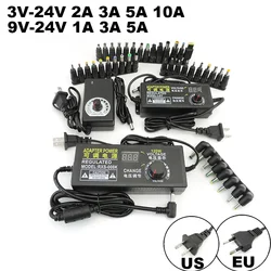 Universal Adjustable AC 220V To DC 12V 9v 24v Power Supply charger 9V-24V 3V-12V 1A 2A 3A Adapter 8pin 10pin DC connector