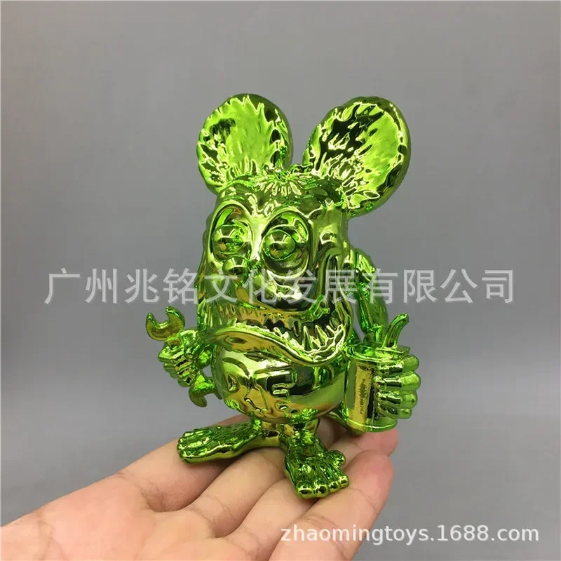 Rat Fink 11cm Mouse Anime Figures Toy American Car Modification Culture Car Decoration Model Doll Electroplated Edition Gift