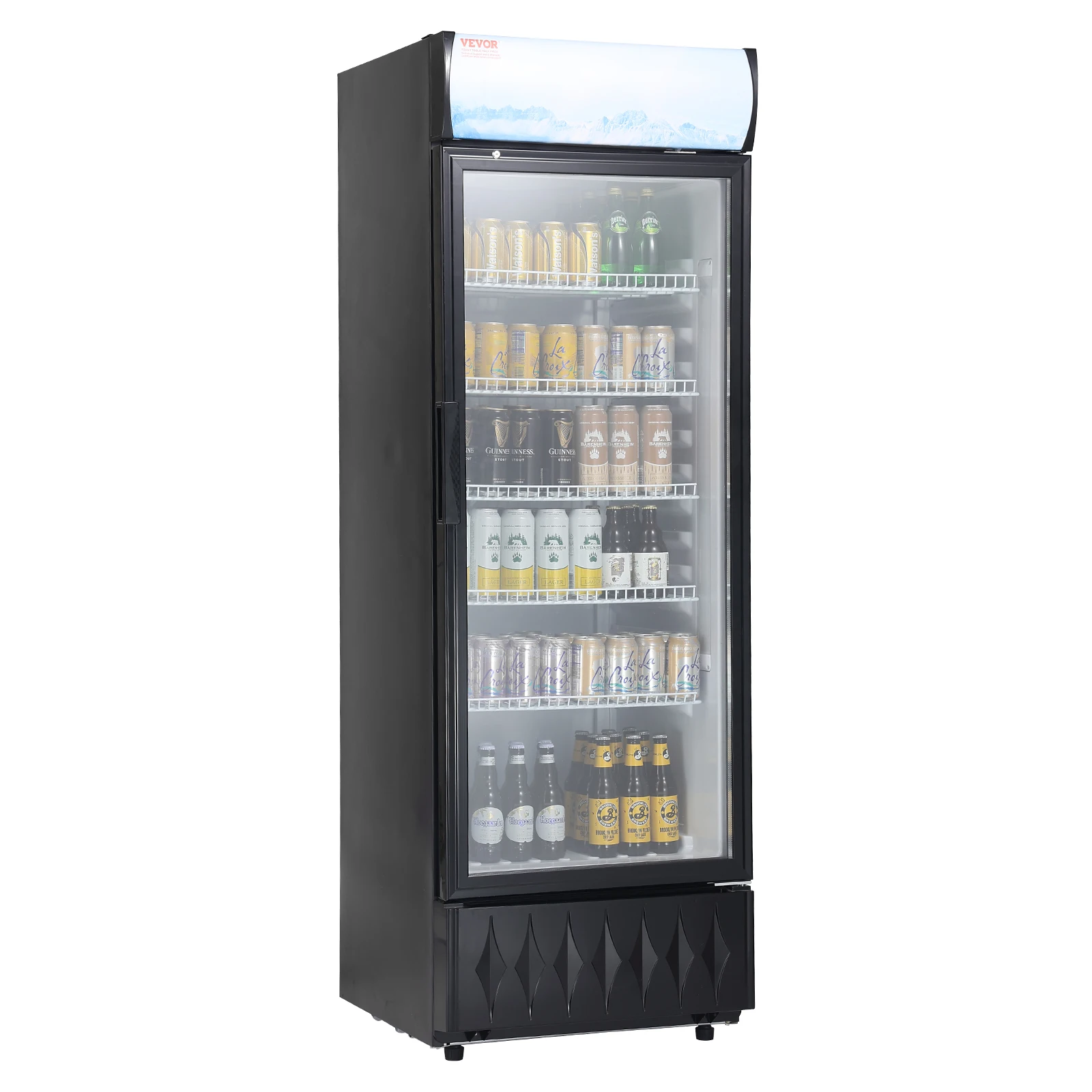 VEVOR Commercial Refrigerator, 345L Beverage Refrigerator Cooler, Glass Door Display Refrigerator Upright Fridge w/5 Shelves