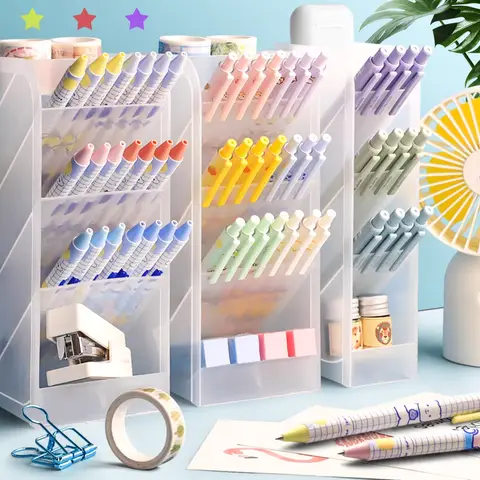 Pen Organizer Desk Organization Cute Desk Pencil Markers Cup Holder Storage Box Set Multi-Functional Stationary for Home Office