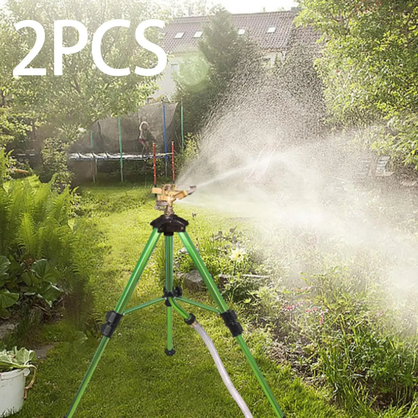 

2Pcs Impact Sprinkler on Tripod Base 3/4 inch Connector with Extension Legs Adjustable Large Area Coverage for Yard Lawn Garden