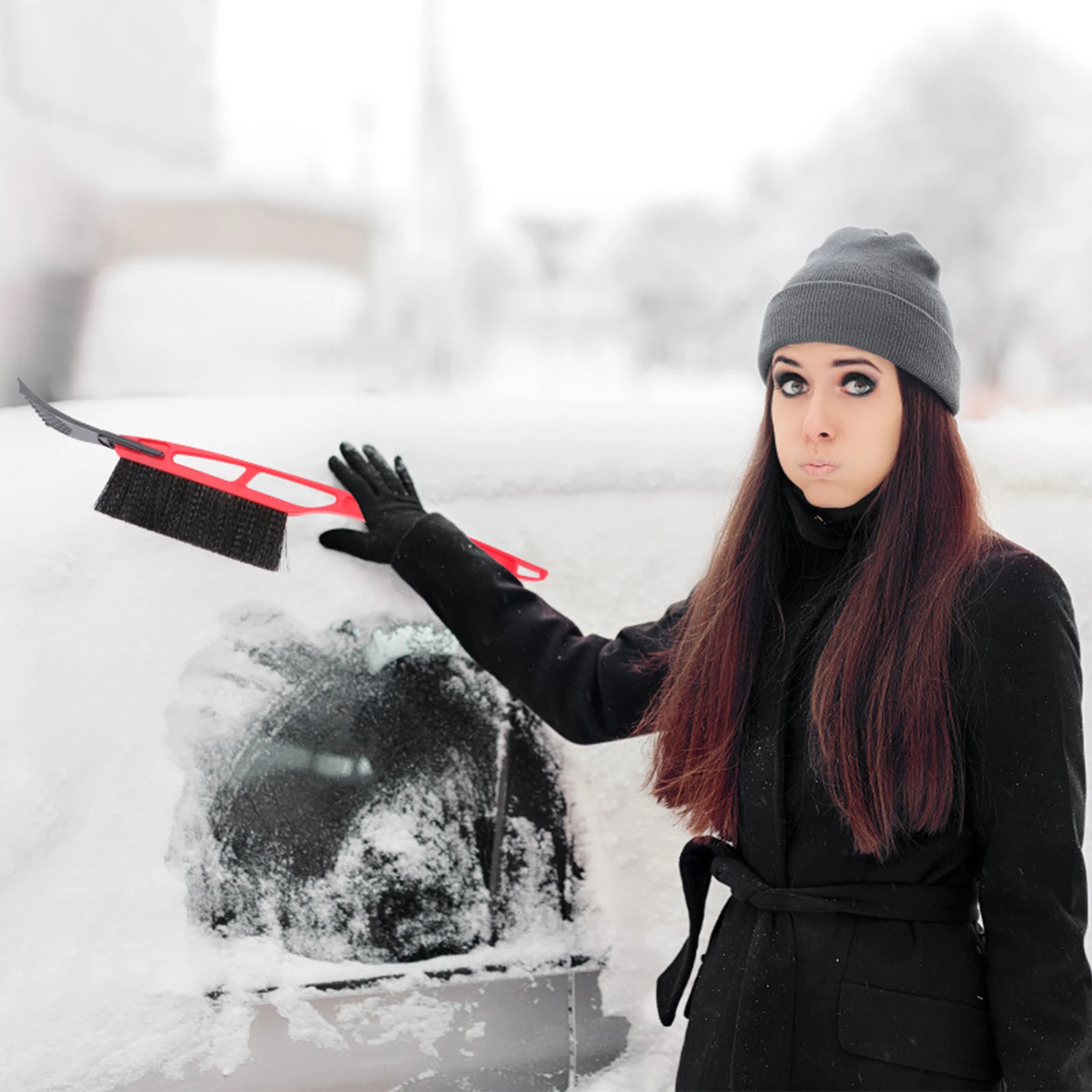 

1pcs Multifunctional Car Snow Shovel Plastic Brush De-Ice Scraper Windshield Remover Broom for Windows Roof Hood Trunk Doors