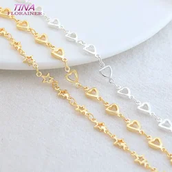 1 Meter 5*5MM14K Gold Color Plated Brass Star Heart Chain For Jewelry Making DIY Necklace Bracelets Chain Jewelry Making