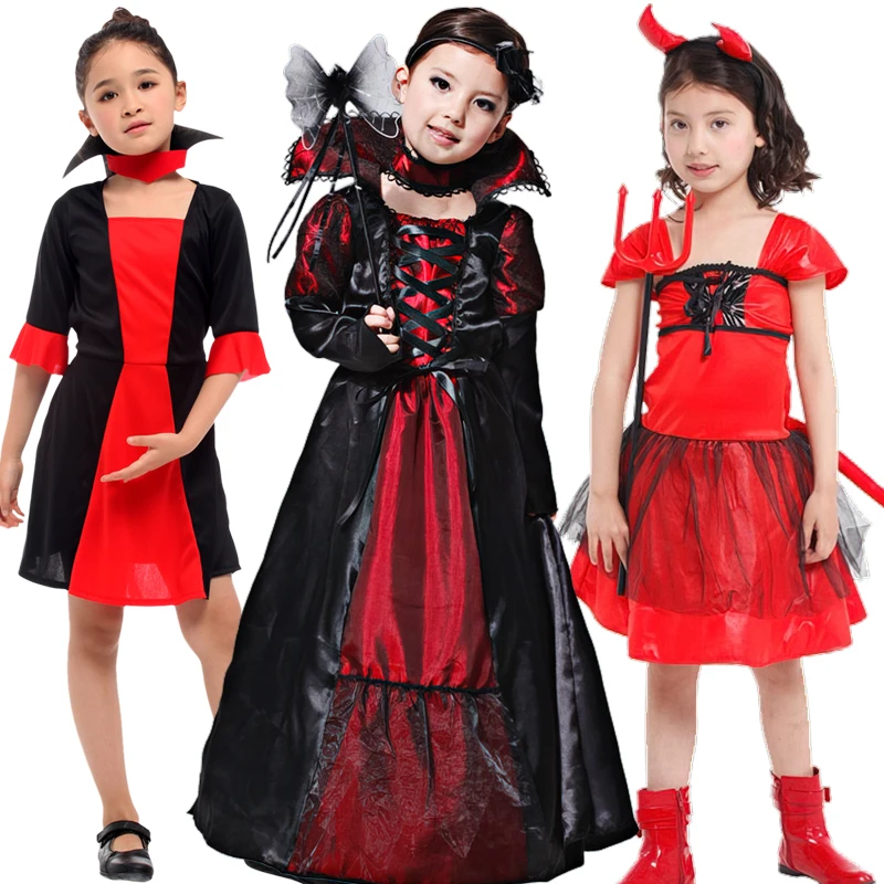 

Girl Vampire Costume Ghost Bride Roleplay Vampire Attire Crimson Gothic Halloween Carnival Party Wear
