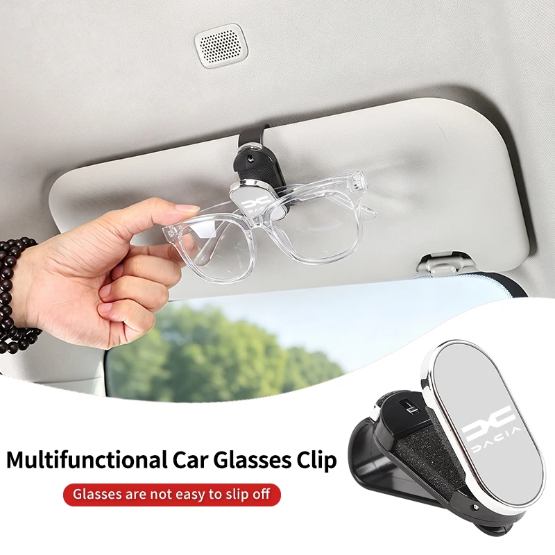 Car Visor Glasses Case Sunglasses Holder Clip Accessories For Dacia Duster Logan Sandero Lodgy Dokker Stepway Mcv 2 Solenza Larg