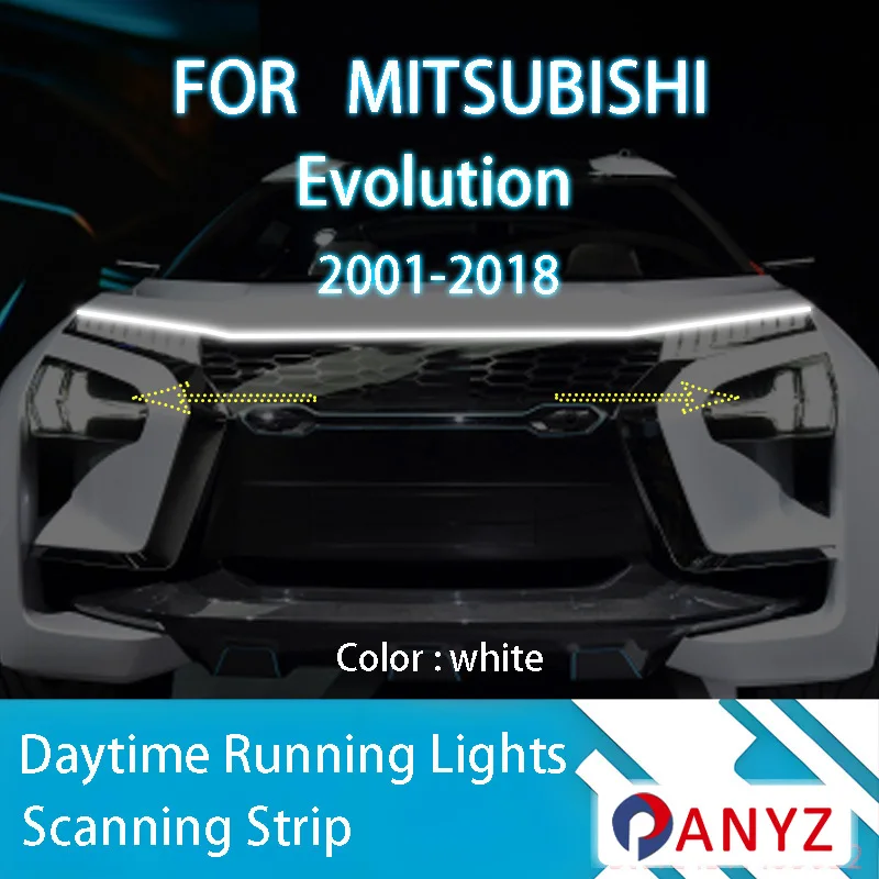

FOR Mitsubishi Evolution 2001-2018 New LED Daytime Running Light Scan Starting Car Hood DRL Guide Decorative Ambient Lamp 12V
