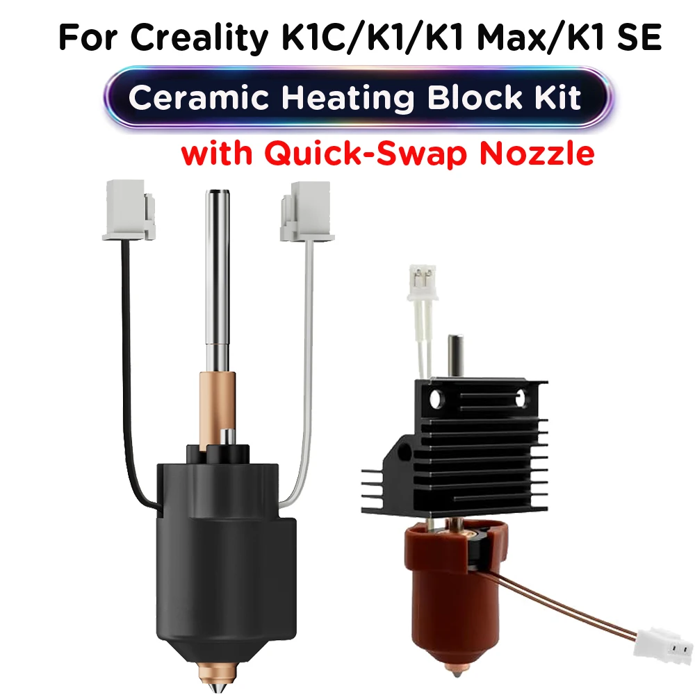 Hotend For Creality K1C K1 Max Hotend Ceramic Heating Block Kit 3D Printer Parts Quick-Swap Nozzle Kit Heat Break Resistance