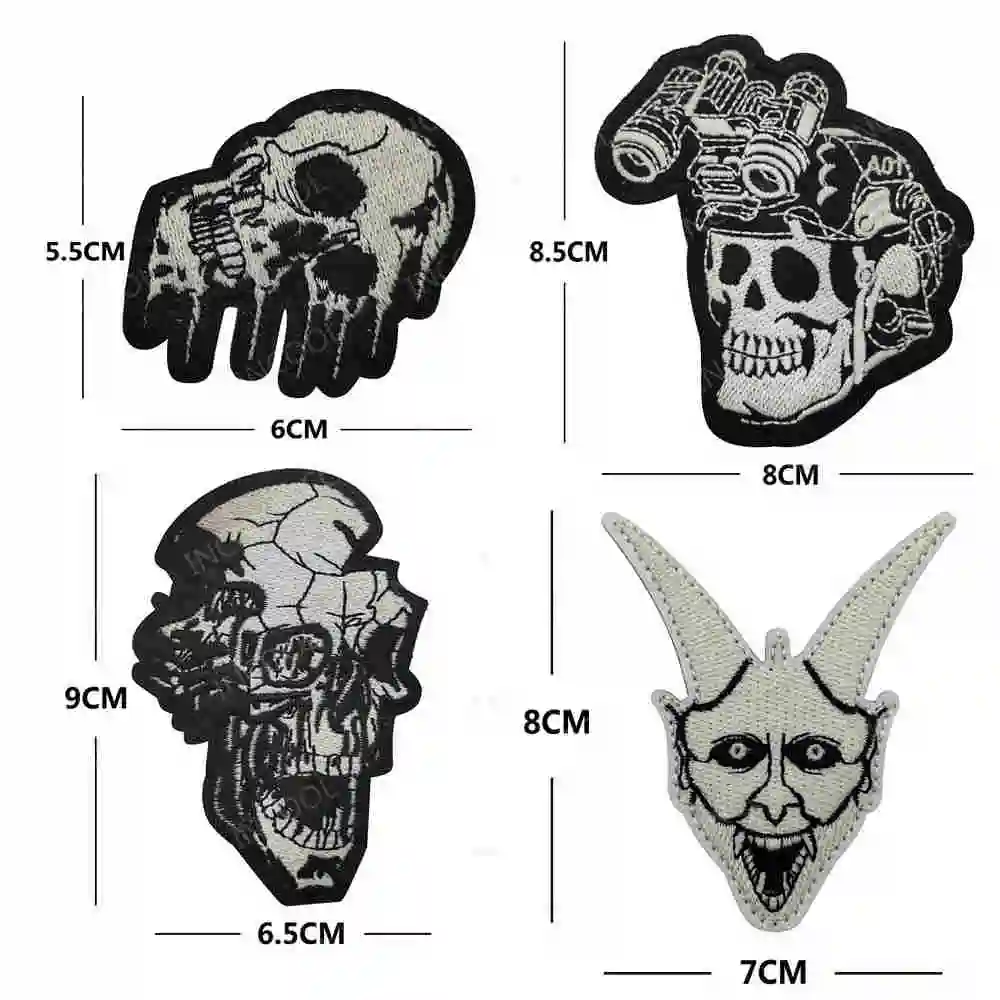 Soldier Tactical Embroidered Patches Skull Helmet Warrior Bear Patch Armband Decorative Badges Sticker Appliqued For Clothing