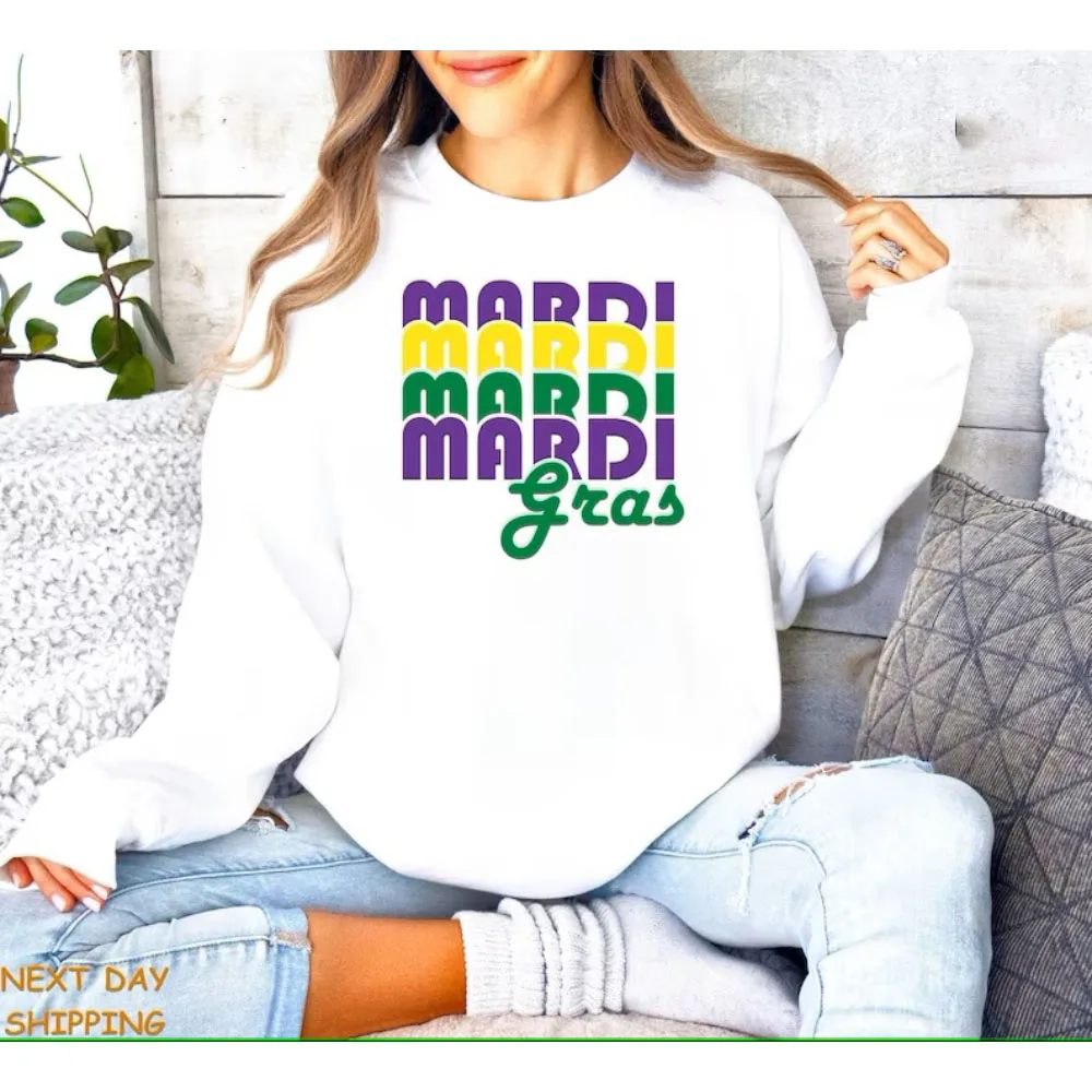 

Retro Mardi Gras Sweatshirt New Orleans Cruise Cute Shirt Fat Tuesday Sweater Festival Carnival Parading Louisiana Pullover