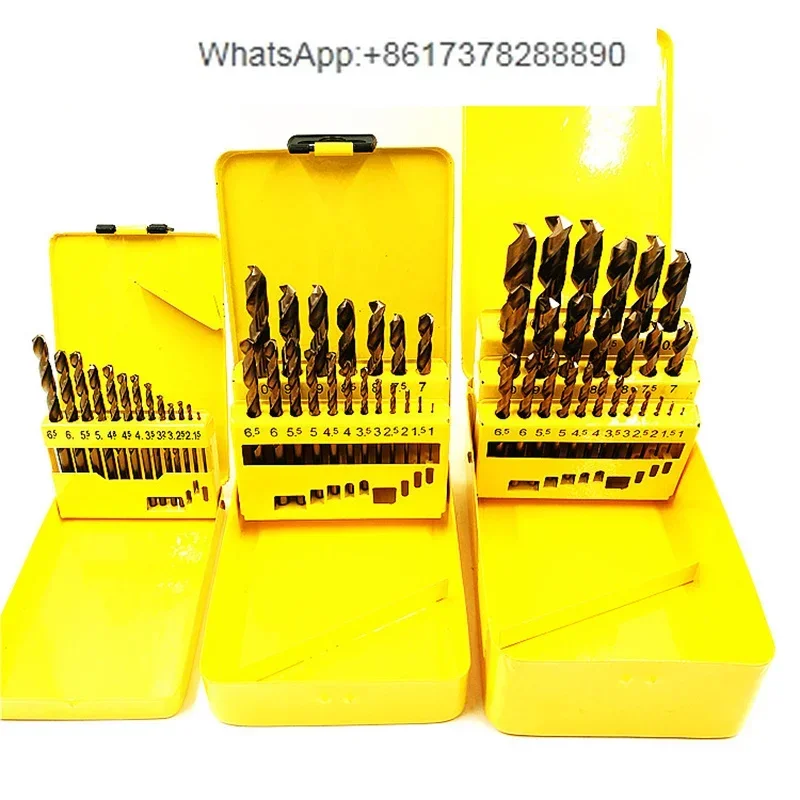 Stainless steel set drill bit hardened, containing cobalt straight handle twist drill nozzle set 51 pieces 1-6 6-10