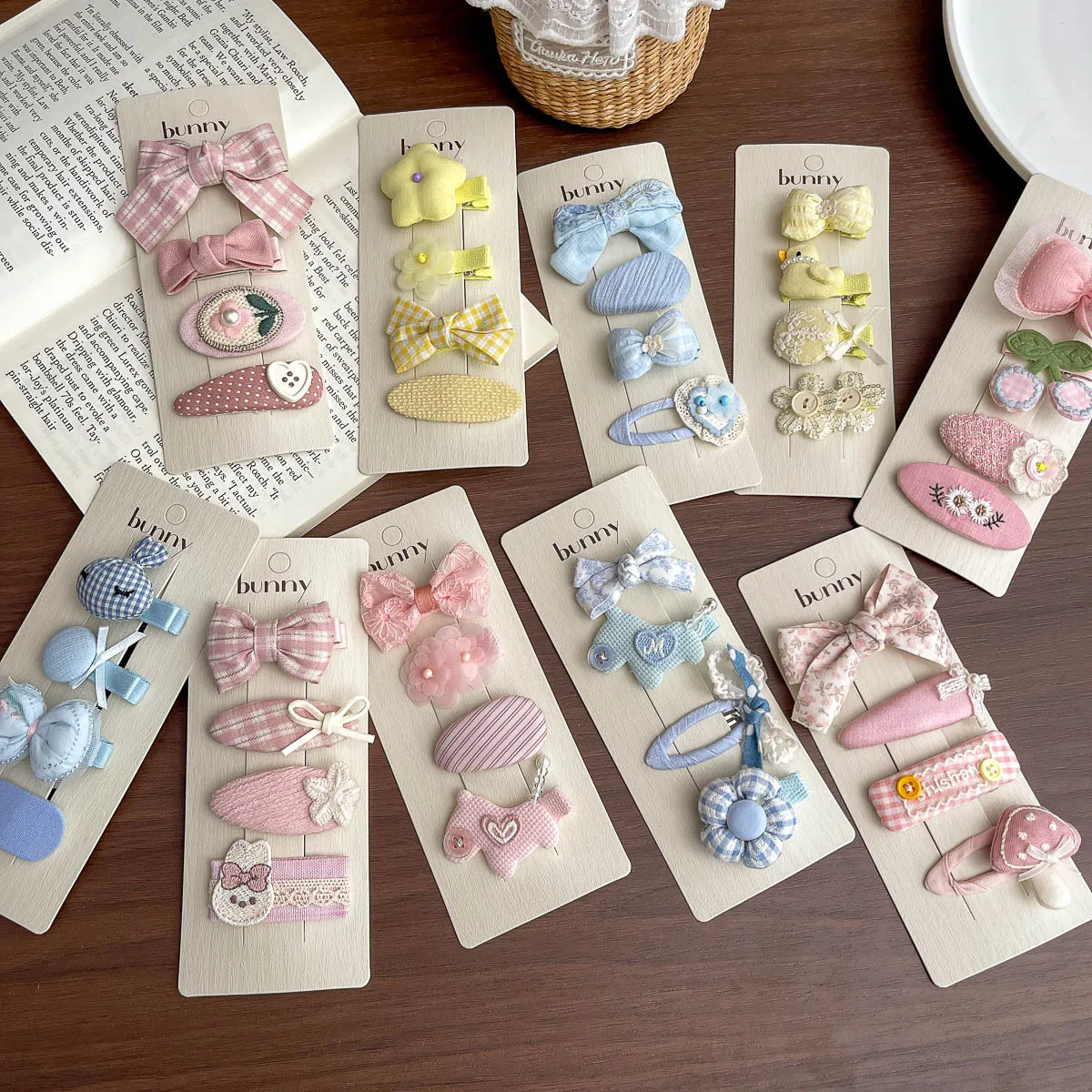Spring and Summer New Rabbit Bow Combination Set Hairpin Cartoon Small Fresh Baby Side Does Not Hurt Hair Card Girl