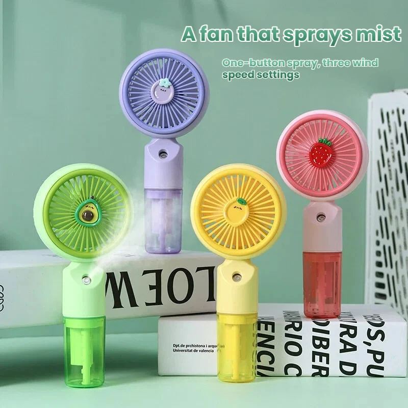 Fruit Cartoon Handheld Misting Fan Portable Personal Rechargeable Mist Fan Water Spray Mister Fan for Travel Home Office Outdoor