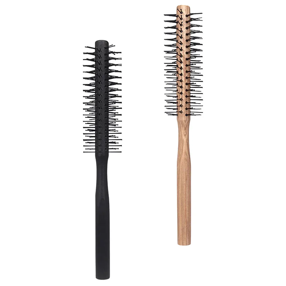 

2Pcs Round Hair Brush Blow Drying Wooden Roller Comb Curling Brush Lightweight Styling Comb for Thick Curly Hair At Home
