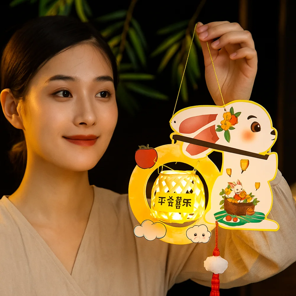 

Cartoon Middle Autumn Festival Lantern Cute DIY Craft Hanging Rabbit Lamps Chinese Style Luminous Ancient Style Handheld Lantern