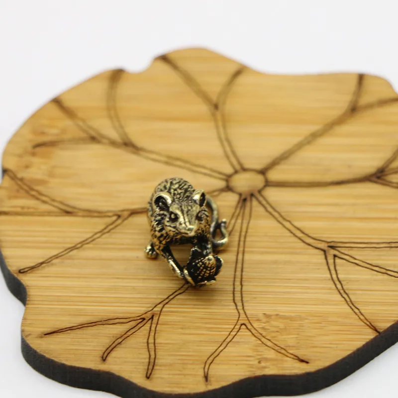 1/2Pcs Brass Zodiac Corn Mouse Keychain Pendant Pendant Jewelry