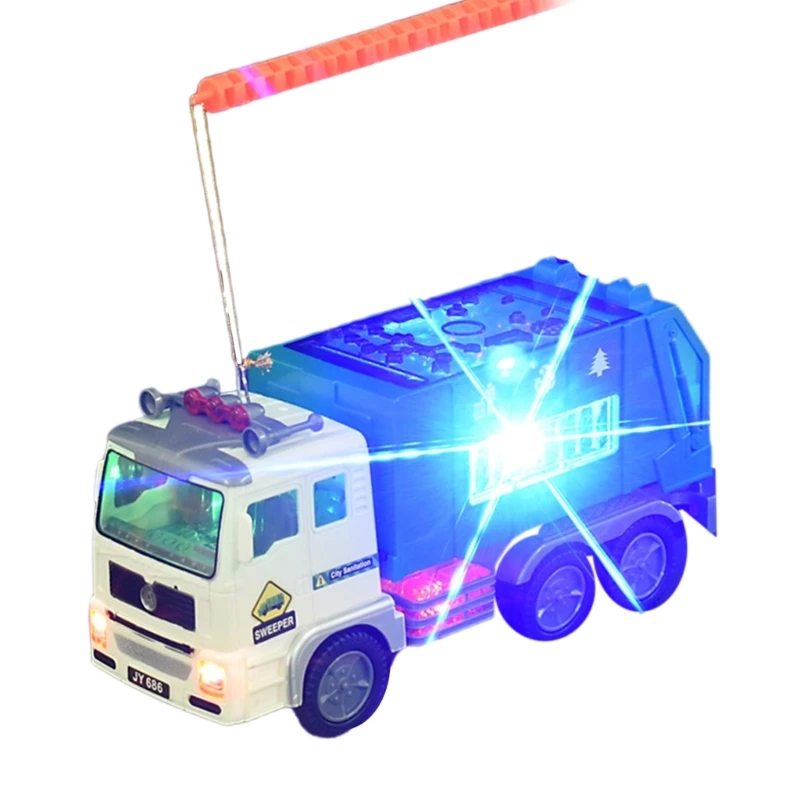 Jouet moteur camion à ordures jeu créatif avec accessoire maison d'action automatique Bump and Go pour les enfants