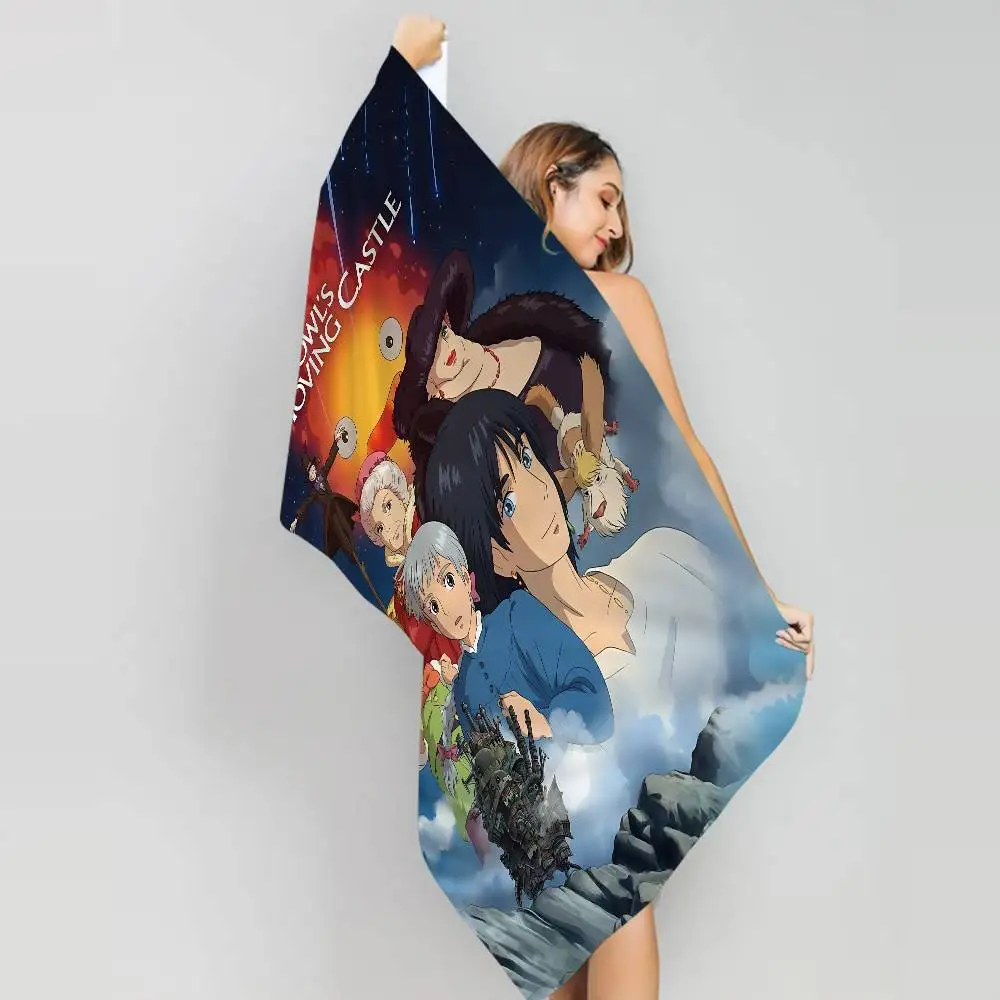 Moive H-Howls M-Moving C-Castle Microfiber Printed Beach Towel Mountain Climbing Yoga Beach Swimming Absorbent Soft Towel