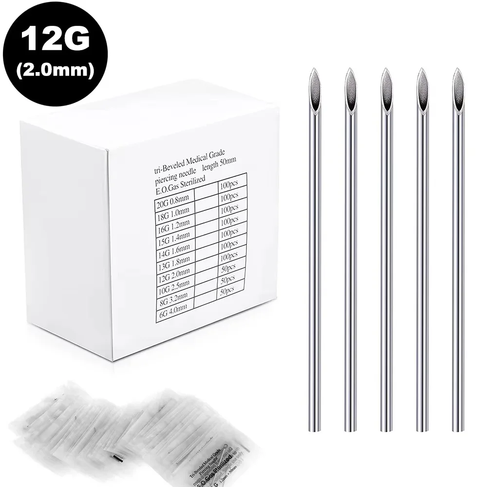 Piercing Nadel 12G 14G 16G 18G 20G Chirurgische Sterile Einweg Punktion Nadeln Für Ohr Nase Nabel Nippel Lippen Piercing Werkzeug