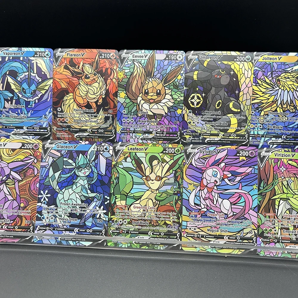 10Pcs/set Diy PTCG Eevee Umbreon Jolteon Self Made Cartoon Collection Card Anime Refraction Colorful Flash Card Gift view 4