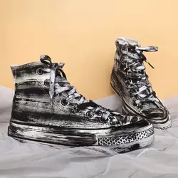 Tênis graffiti das mulheres dos homens preto tinta suja sapatos tamanho 35-44 colégio estilo hiphop escola casal sapatos 2022 primavera lona sapatilha