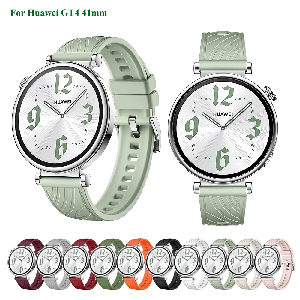 18mm Silicone Band for Huawei Gt4 41mm Original  Green Silicone Band for Huawei Gt4 41mm 18mm Universal Band Girls Women